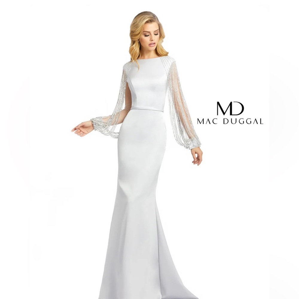 Mac Duggal silver dress